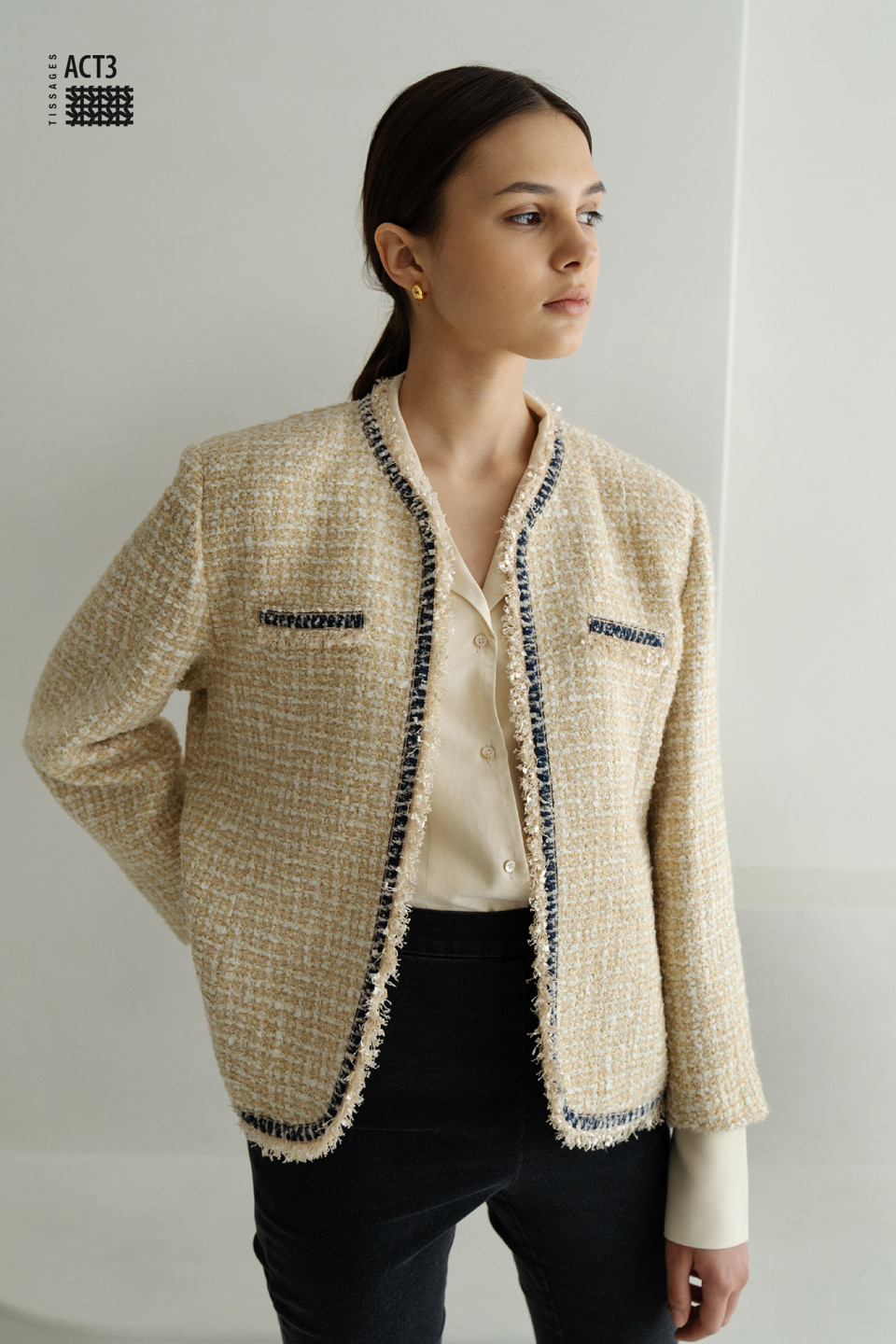 ACT3 TWEED JACKET yellow beige VER.2 [Fabric by ACT3]