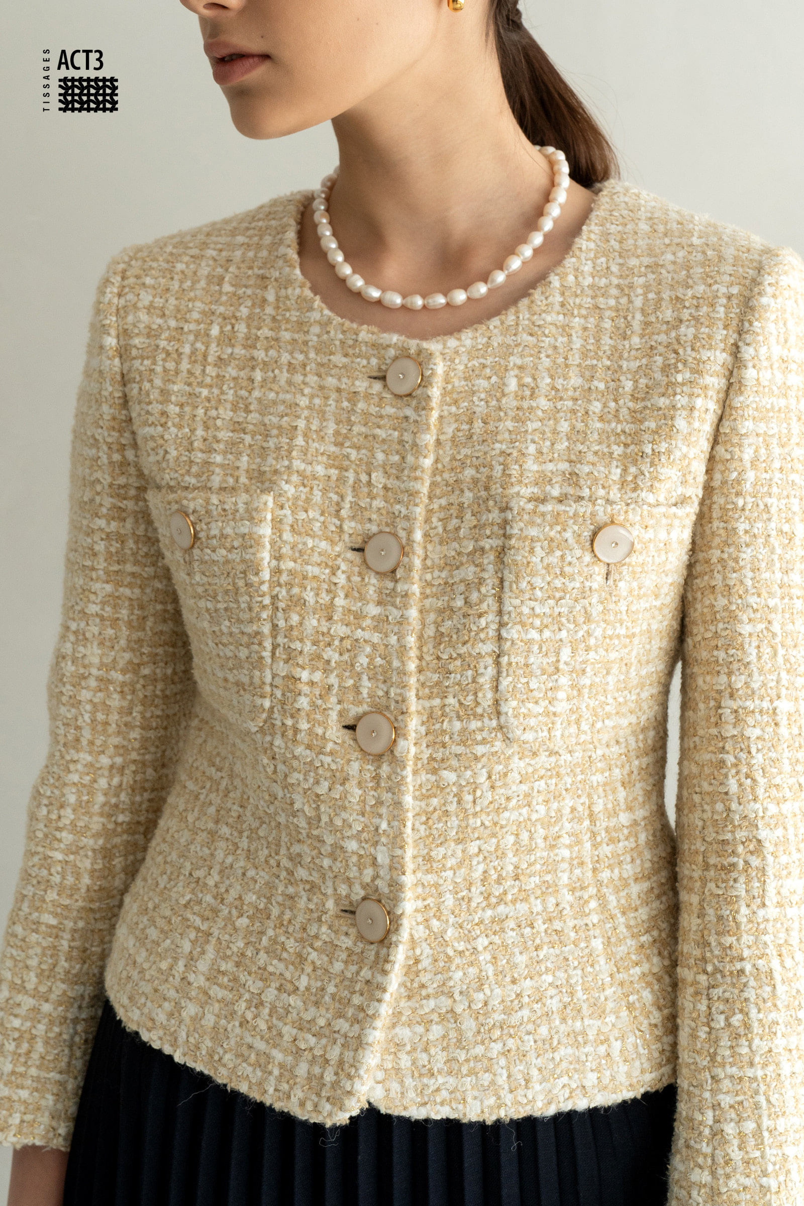 ACT3 TWEED JACKET yellow beige VER.1 [Fabric by ACT3]